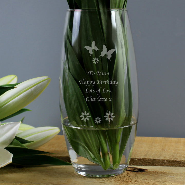 Buy Personalised Butterflies and Flowers Bullet Vase available now at www.giftsfinder.co.uk