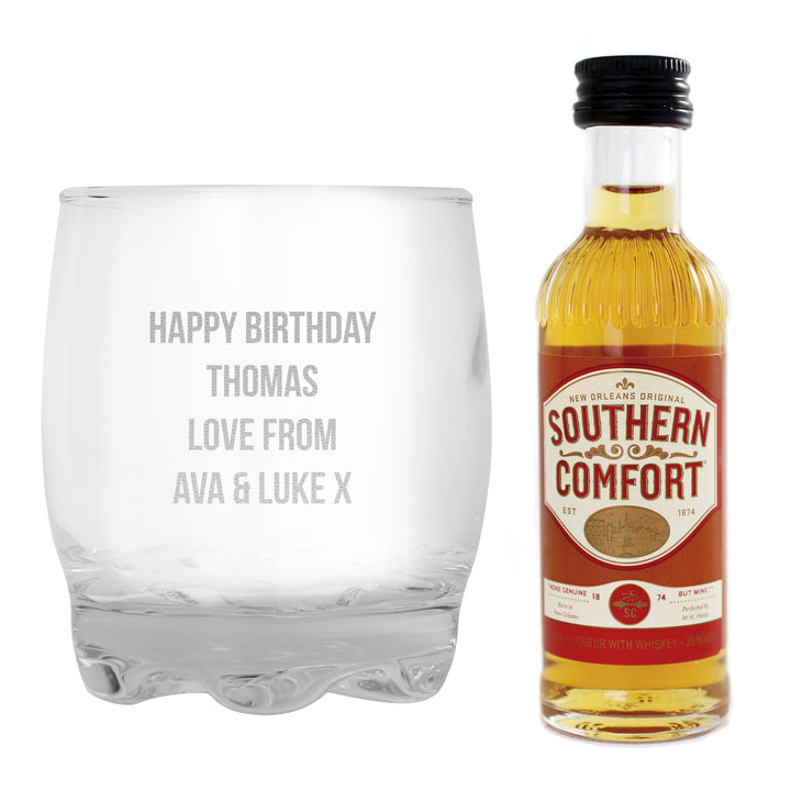 Personalised Tumbler & Southern Comfort Miniature Set in gift category Personalised Alcohol Gift Sets