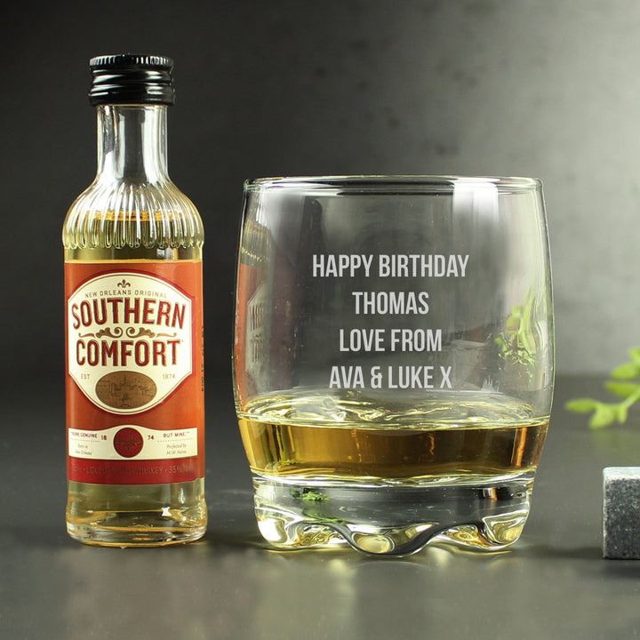 Personalised Tumbler & Southern Comfort Miniature Set in gift category Personalised Alcohol Gift Sets