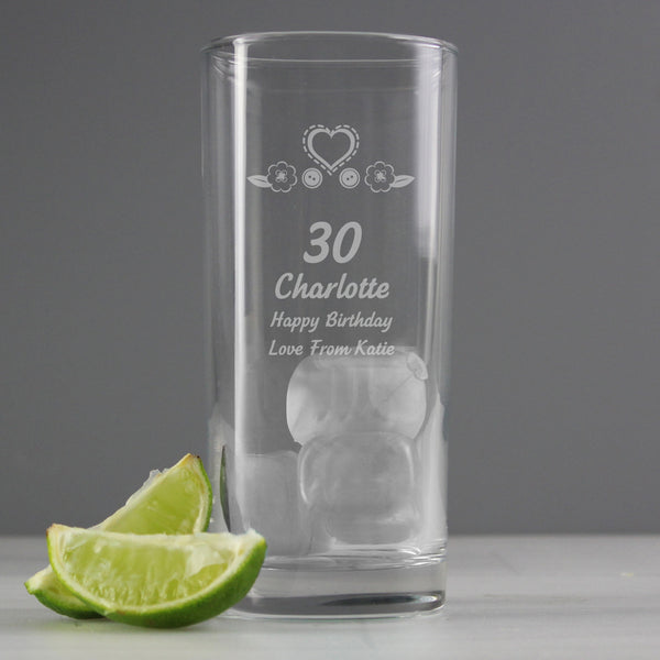 Buy Personalised Birthday Craft Hi Ball Glass available now at www.giftsfinder.co.uk