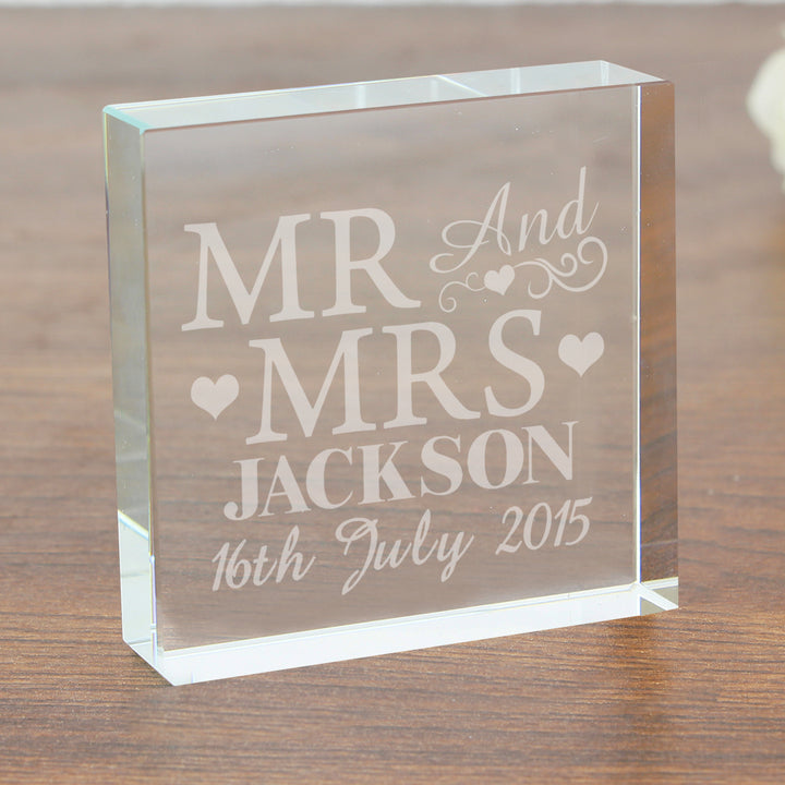 Personalised Mr & Mrs Crystal Token - part of the Gifts Finder Personalised Christmas Tree Decorations collection