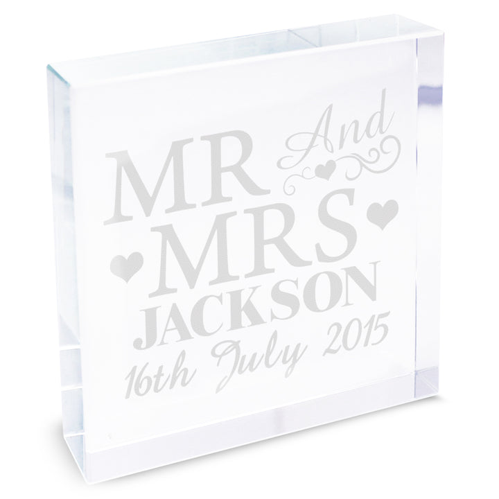 Personalised Mr & Mrs Crystal Token - part of the Gifts Finder Personalised Christmas Tree Decorations collection