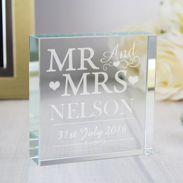 Buy Personalised Mr & Mrs Crystal Token available now at www.giftsfinder.co.uk