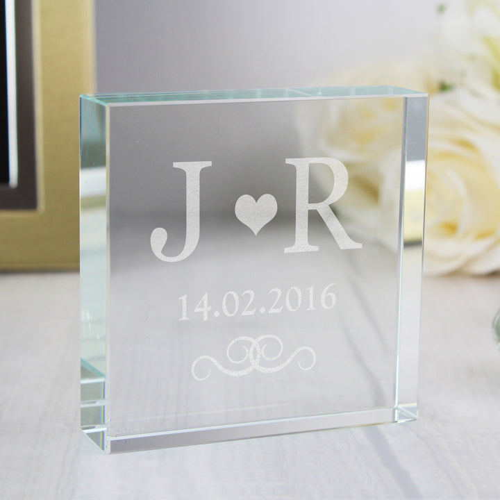 Personalised Monogram Large Crystal Token - part of the Gifts Finder Personalised Ornaments & Keepsakes collection