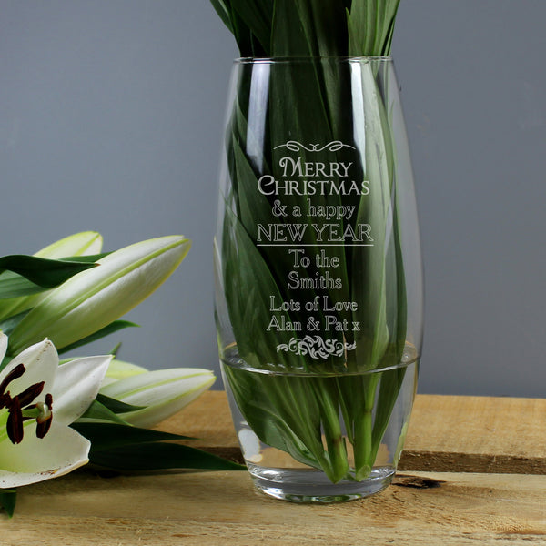 Buy Personalised Christmas Bullet Vase available now at www.giftsfinder.co.uk