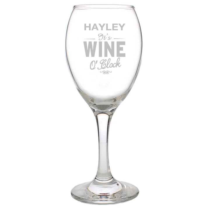 Personalised Wine O'Clock Engraved Wine Glass - part of the Gifts Finder Personalised Wine Glasses collection