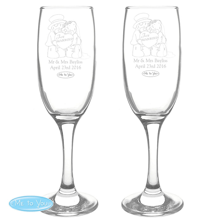 Buy Personalised Me To You Engraved Wedding Pair of Flutes available now at www.giftsfinder.co.uk