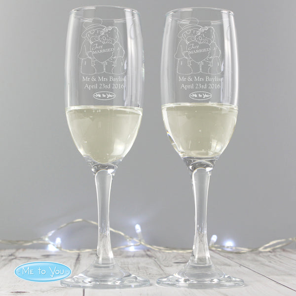 Buy Personalised Me To You Engraved Wedding Pair of Flutes with Gift Box available now at www.giftsfinder.co.uk