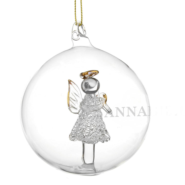 Personalised Name Only Angel Glass Bauble - part of the Gifts Finder Personalised Glass Baubles collection