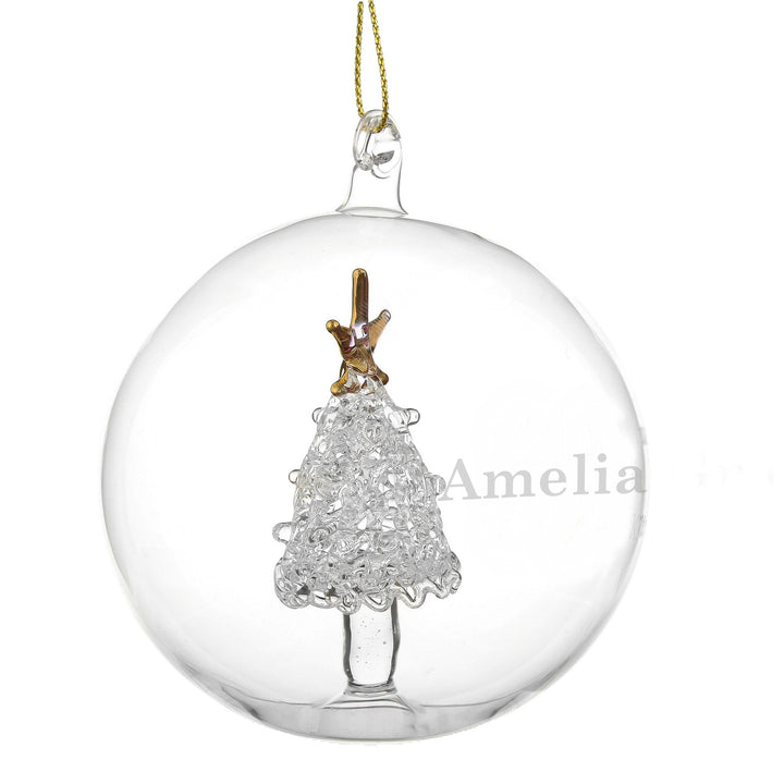 Buy Personalised Name Only Christmas Tree Glass Bauble at www.giftsfinder.co.uk