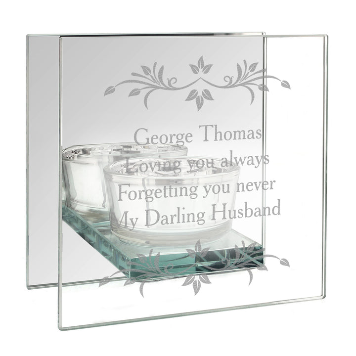 Personalised Sentiments Mirrored Glass Tea Light Candle Holder - part of the Gifts Finder Personalised Candle Holders collection