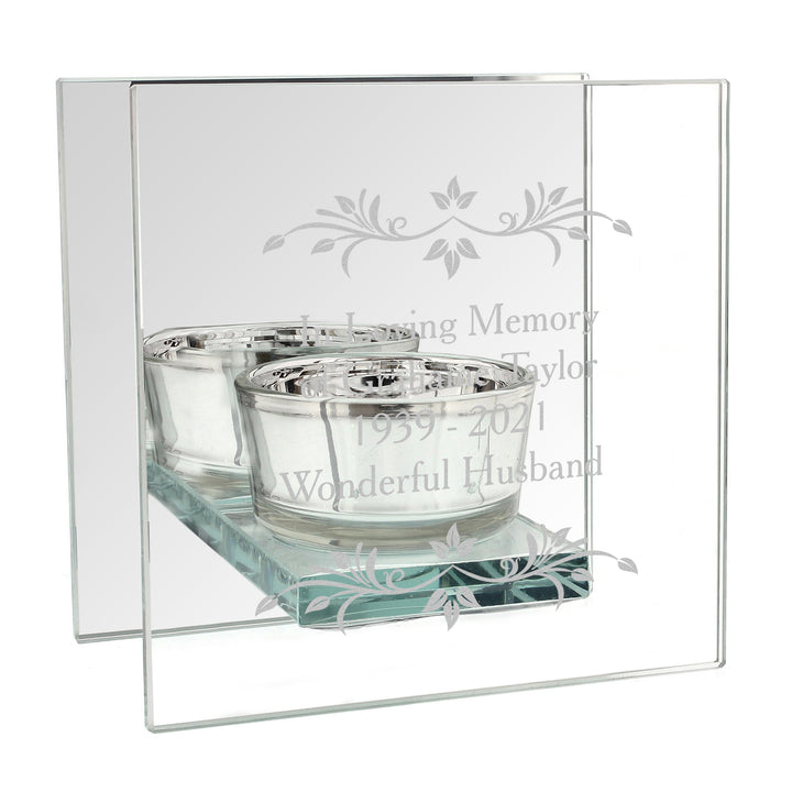 Personalised Sentiments Mirrored Glass Tea Light Candle Holder - part of the Gifts Finder Personalised Candle Holders collection