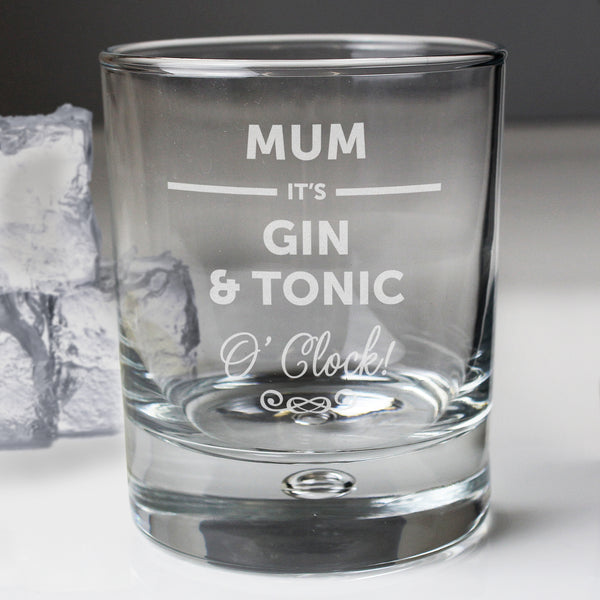 Buy Personalised Its... OClock Tumbler Bubble Glass at www.giftsfinder.co.uk