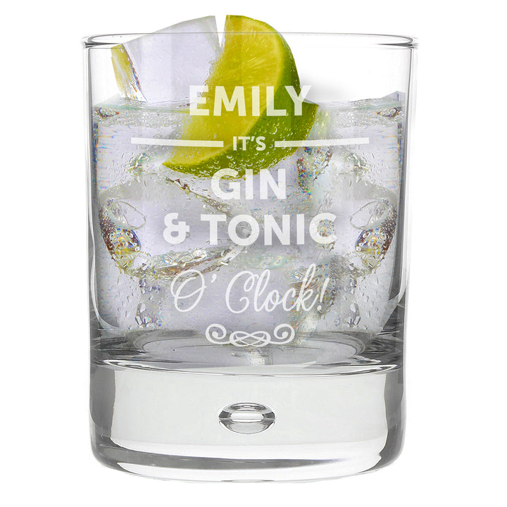 Personalised Its... Oclock Tumbler Bubble Glass