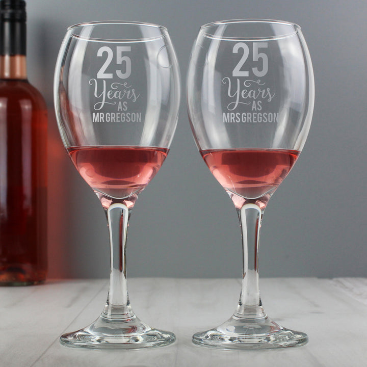 Personalised Years As... Wine Glass Set - part of the Gifts Finder Personalised Wine Gift Sets collection