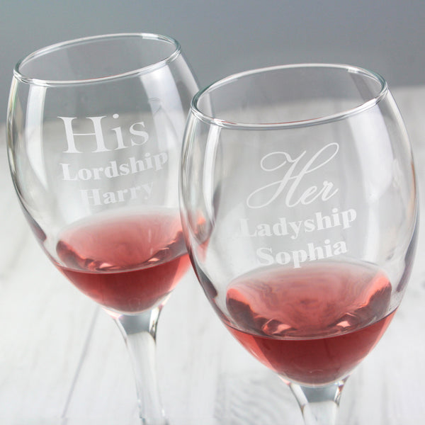 Buy Personalised His & Her Wine Glass Set at www.giftsfinder.co.uk