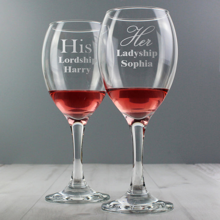 Personalised His & Her Wine Glass Set - part of the Gifts Finder Personalised Wine Gift Sets collection