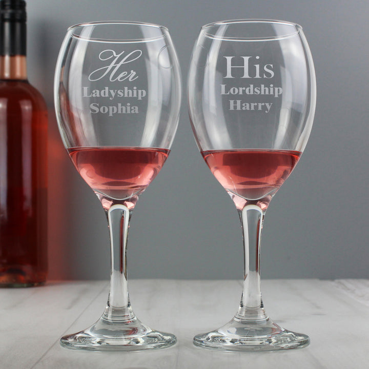 Personalised His & Her Wine Glass Set - part of the Gifts Finder Personalised Wine Gift Sets collection