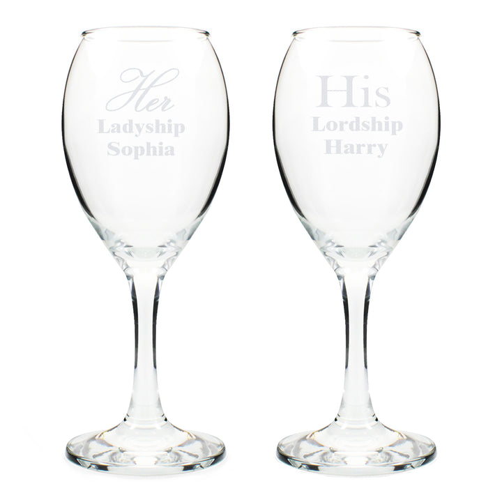 Personalised His & Her Wine Glass Set - part of the Gifts Finder Personalised Wine Gift Sets collection