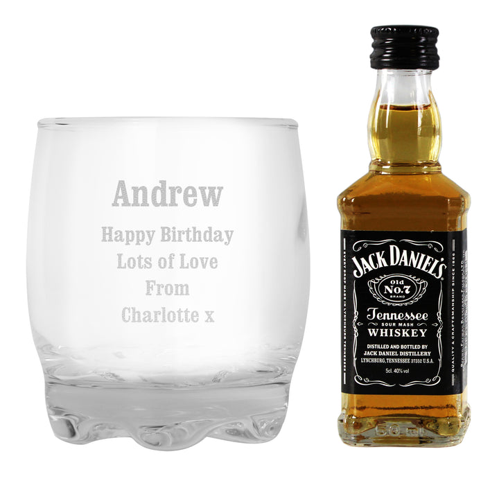 Personalised Tumbler And Whiskey Miniature Set - part of the Gifts Finder Personalised Alcohol Gift Sets collection