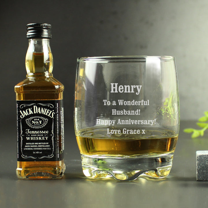 Personalised Tumbler And Whiskey Miniature Set - part of the Gifts Finder Personalised Alcohol Gift Sets collection