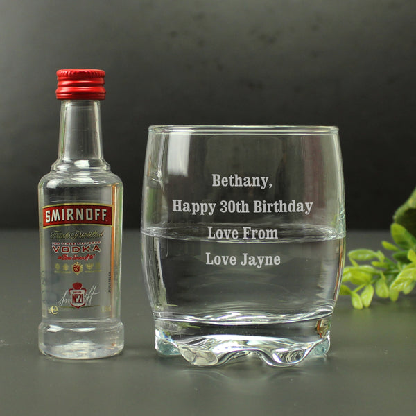 Buy Personalised Tumbler and Smirnoff Vodka Miniature Set at www.giftsfinder.co.uk