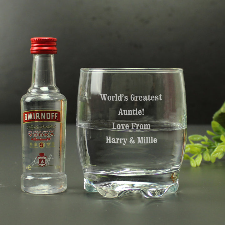 Personalised Tumbler And Smirnoff Vodka Miniature Set - part of the Gifts Finder Personalised Alcohol Gift Sets collection