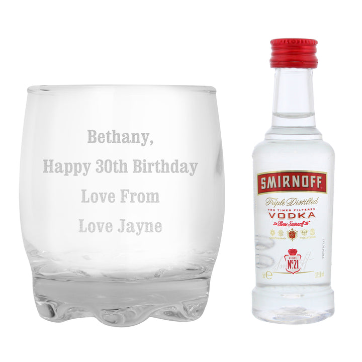 Personalised Tumbler And Smirnoff Vodka Miniature Set - part of the Gifts Finder Personalised Alcohol Gift Sets collection