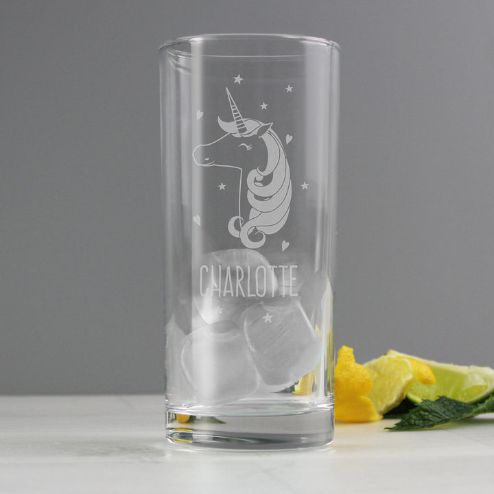 Personalised Unicorn Engraved Hi Ball Glass - part of the Gifts Finder Personalised Hi Ball Glasses collection