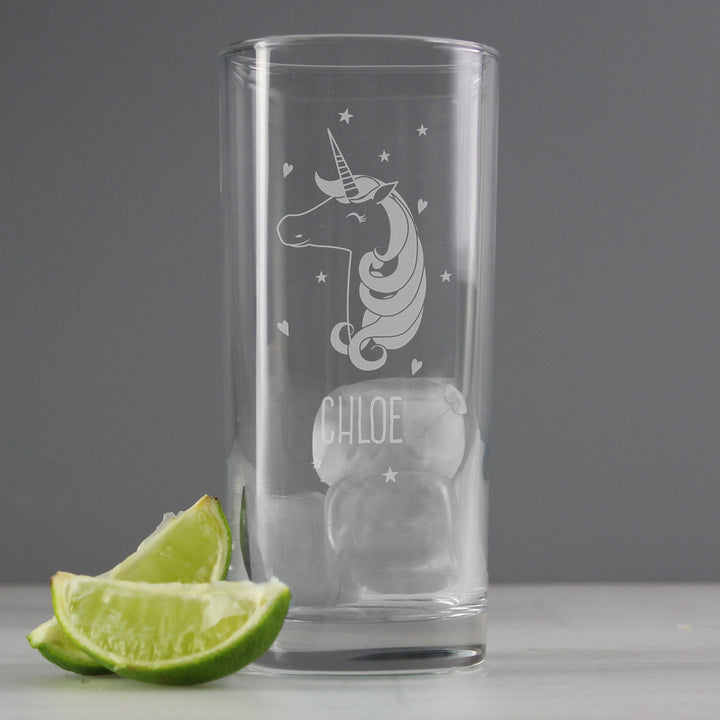 Personalised Unicorn Engraved Hi Ball Glass - part of the Gifts Finder Personalised Hi Ball Glasses collection