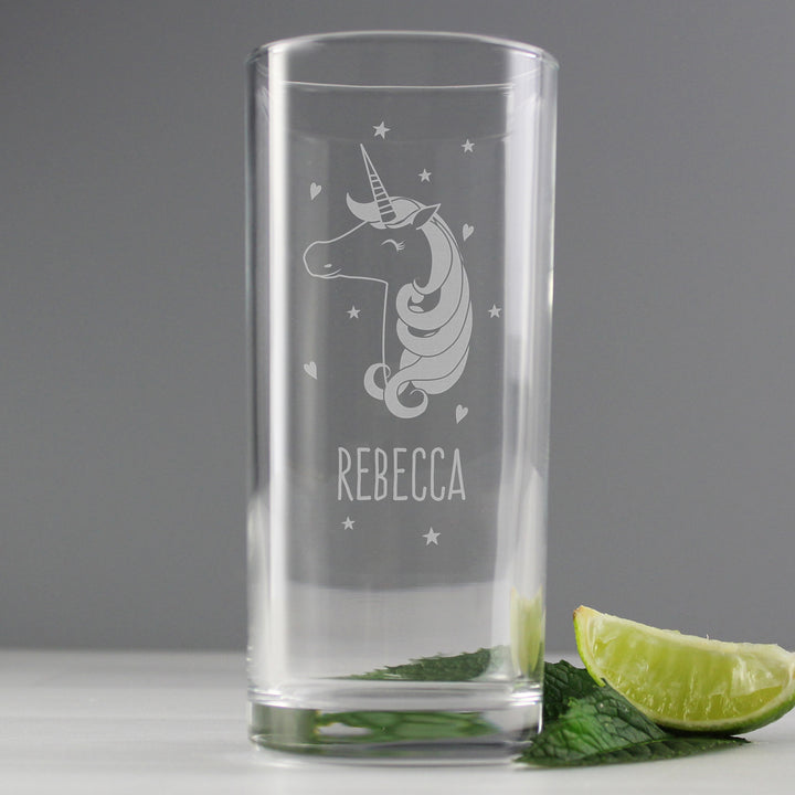 Personalised Unicorn Engraved Hi Ball Glass - part of the Gifts Finder Personalised Hi Ball Glasses collection