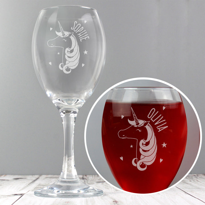 Buy Personalised Unicorn Engraved Wine Glass at www.giftsfinder.co.uk