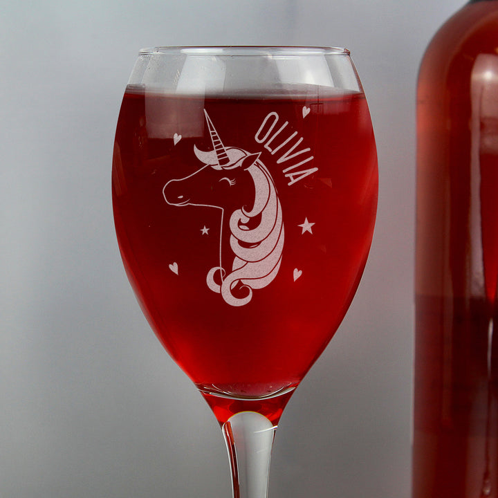 Buy Personalised Unicorn Engraved Wine Glass at www.giftsfinder.co.uk