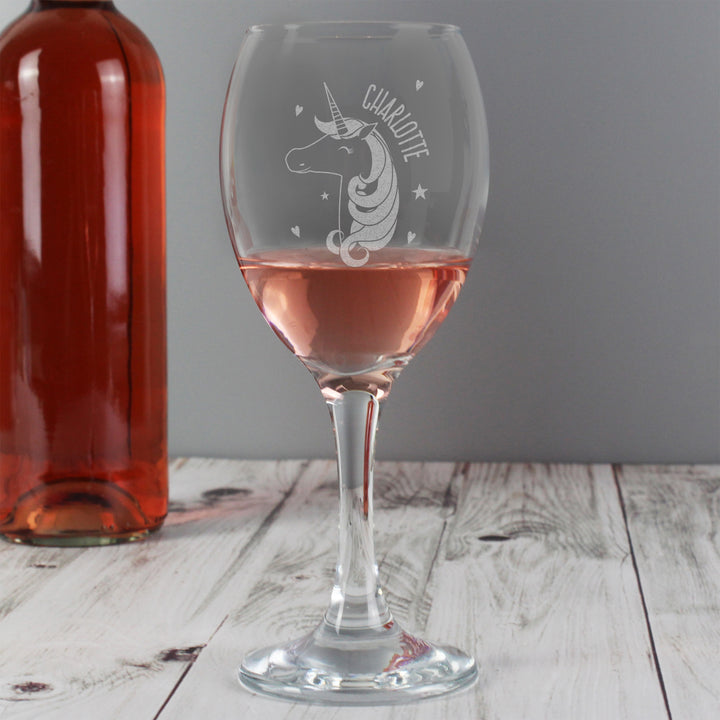 Buy Personalised Unicorn Engraved Wine Glass at www.giftsfinder.co.uk