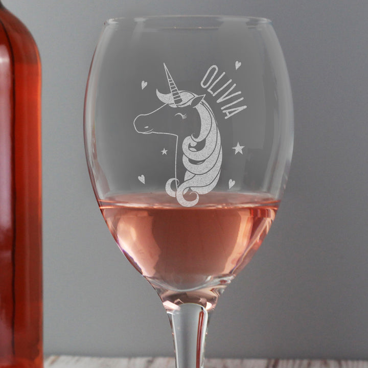 Buy Personalised Unicorn Engraved Wine Glass at www.giftsfinder.co.uk