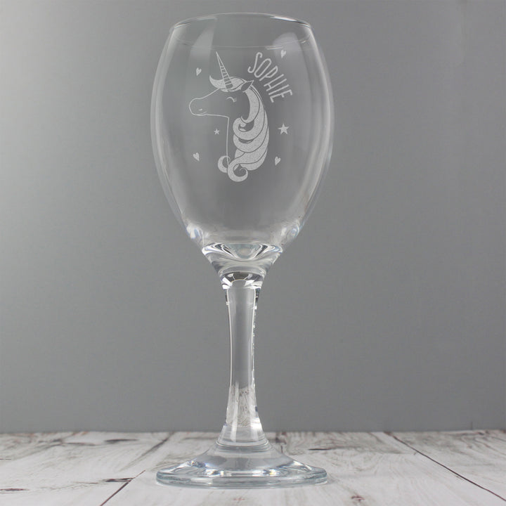 Buy Personalised Unicorn Engraved Wine Glass at www.giftsfinder.co.uk