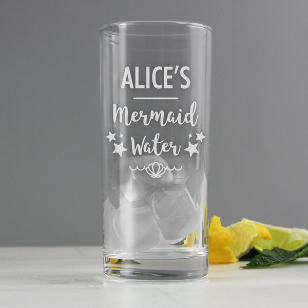 Buy Personalised Mermaid Water Hi Ball Glass at www.giftsfinder.co.uk