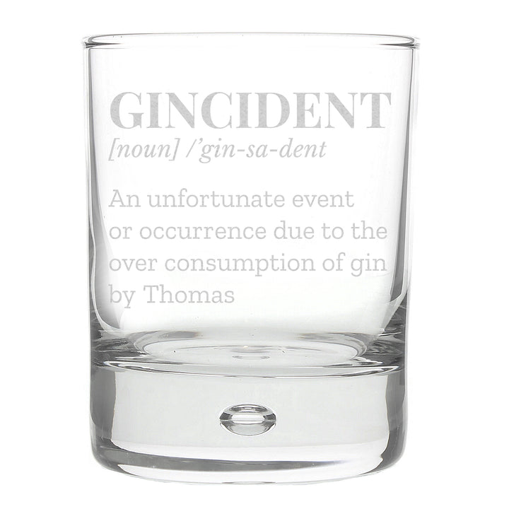 Buy Personalised Gincident Tumbler Bubble Glass at www.giftsfinder.co.uk