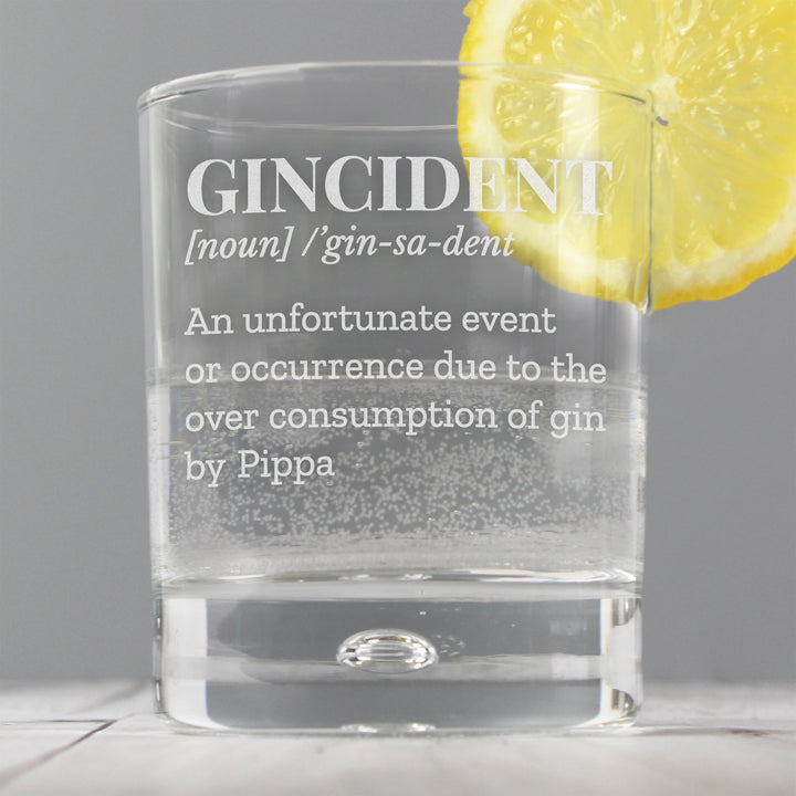 Buy Personalised Gincident Tumbler Bubble Glass at www.giftsfinder.co.uk