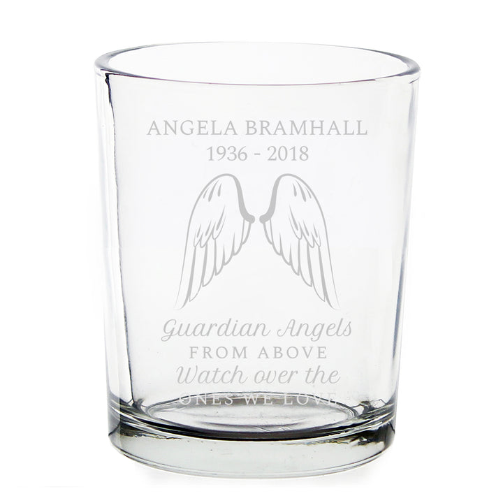 Buy Personalised Guardian Angel Wings Votive Candle Holder at www.giftsfinder.co.uk