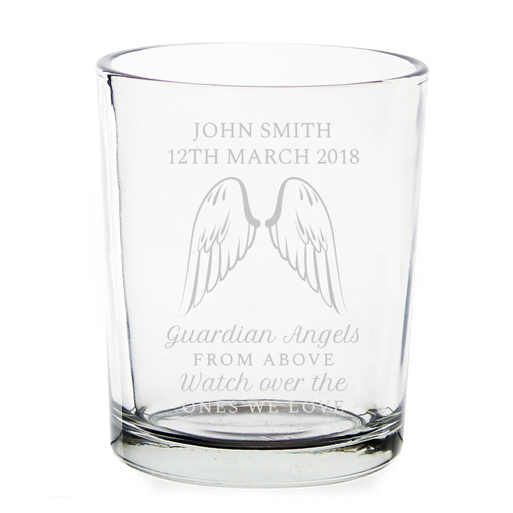 Buy Personalised Guardian Angel Wings Votive Candle Holder at www.giftsfinder.co.uk