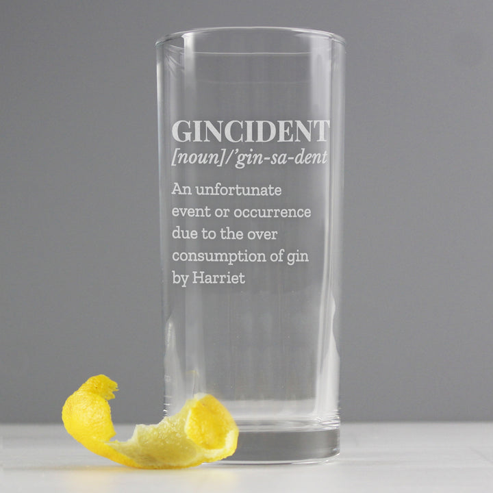 Buy Personalised Gincident Hi Ball Glass at www.giftsfinder.co.uk