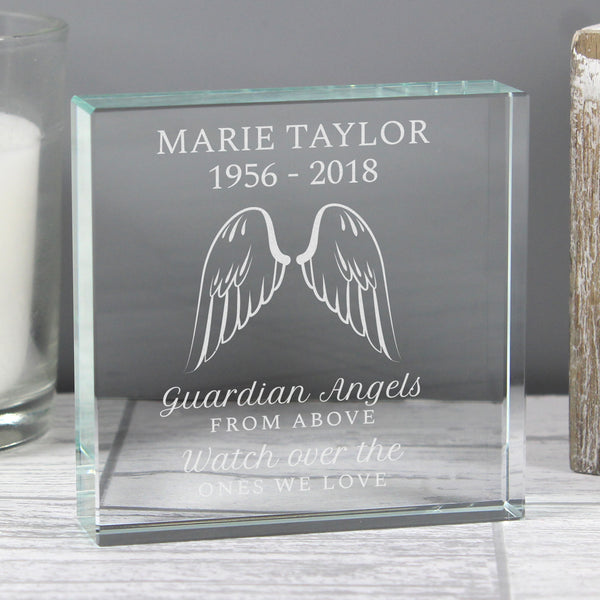 Personalised Guardian Angel Wings Large Crystal Token - part of the Personalised Ornaments & Keepsakes collection