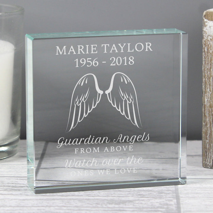 Buy Personalised Guardian Angel Wings Large Crystal Token at www.giftsfinder.co.uk