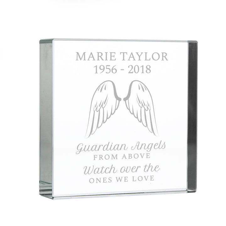 Buy Personalised Guardian Angel Wings Large Crystal Token at www.giftsfinder.co.uk