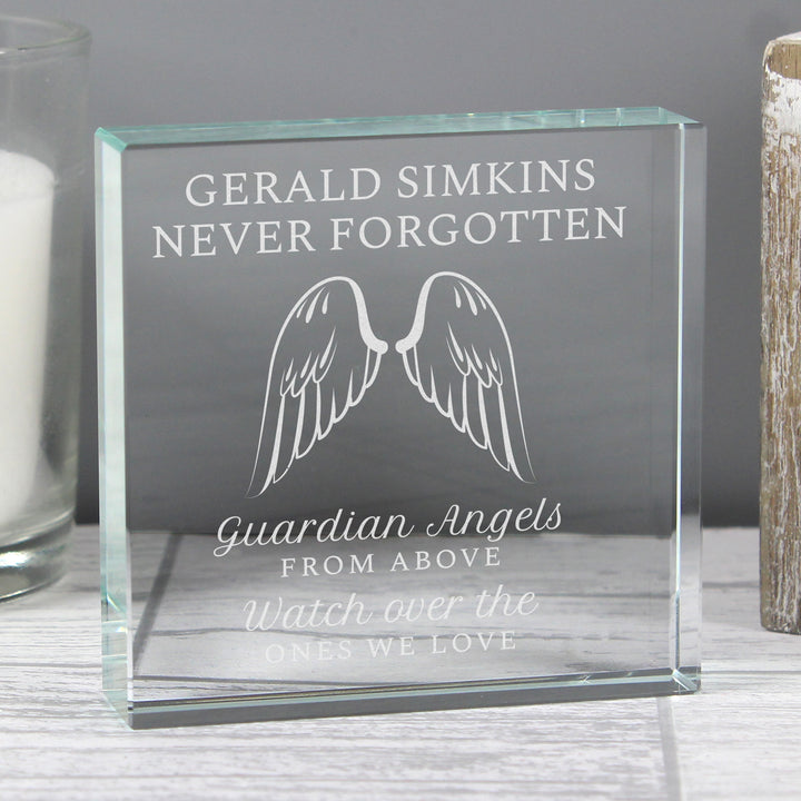 Buy Personalised Guardian Angel Wings Large Crystal Token at www.giftsfinder.co.uk