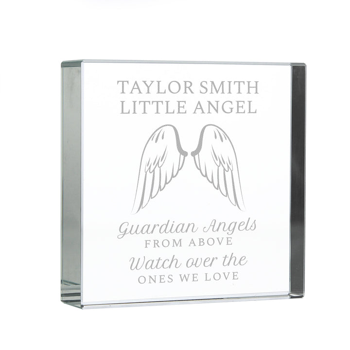 Buy Personalised Guardian Angel Wings Large Crystal Token at www.giftsfinder.co.uk