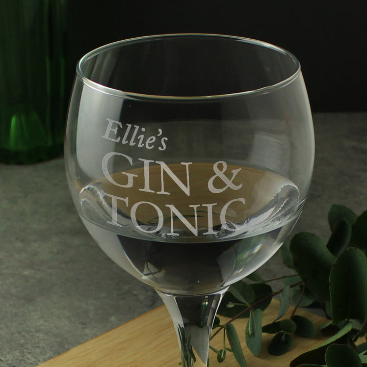 Personalised Gin & Tonic Balloon Glass With Gin Miniature Set - part of the Gifts Finder Personalised Alcohol Gift Sets collection