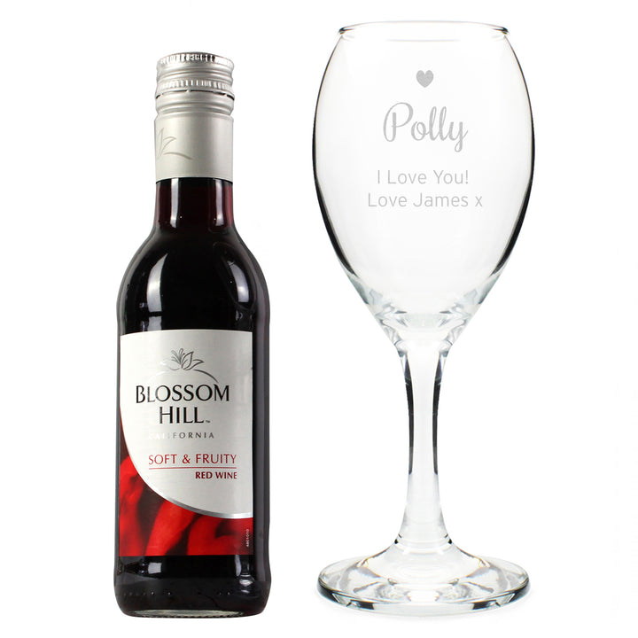 Buy Personalised Red Wine & Heart Wine Glass Set at www.giftsfinder.co.uk