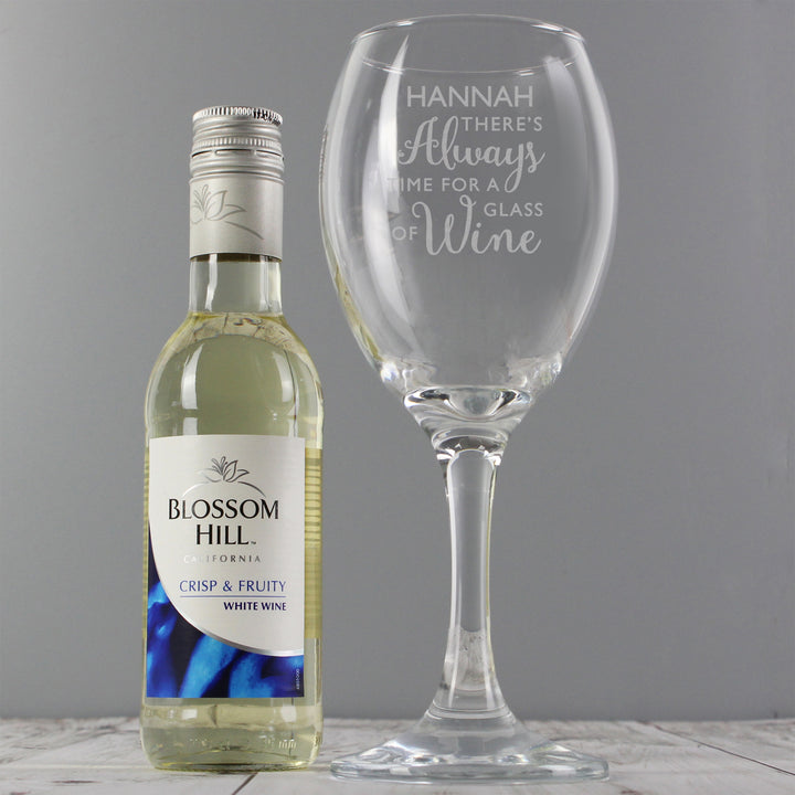 Buy Personalised White Wine & 'Always Time for Wine' Glass Set at www.giftsfinder.co.uk